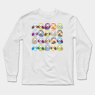 Colorful Owl Pattern Long Sleeve T-Shirt